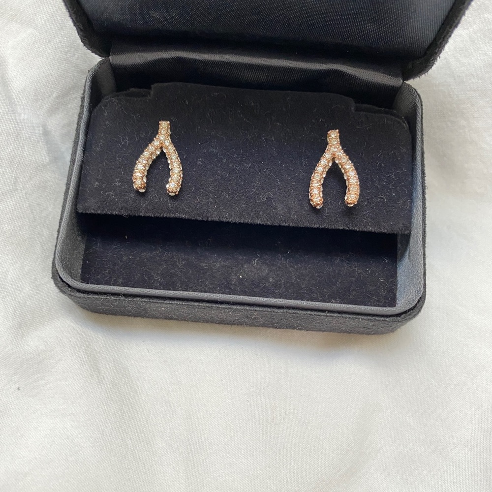 Horseshoe pave rose gold earrings